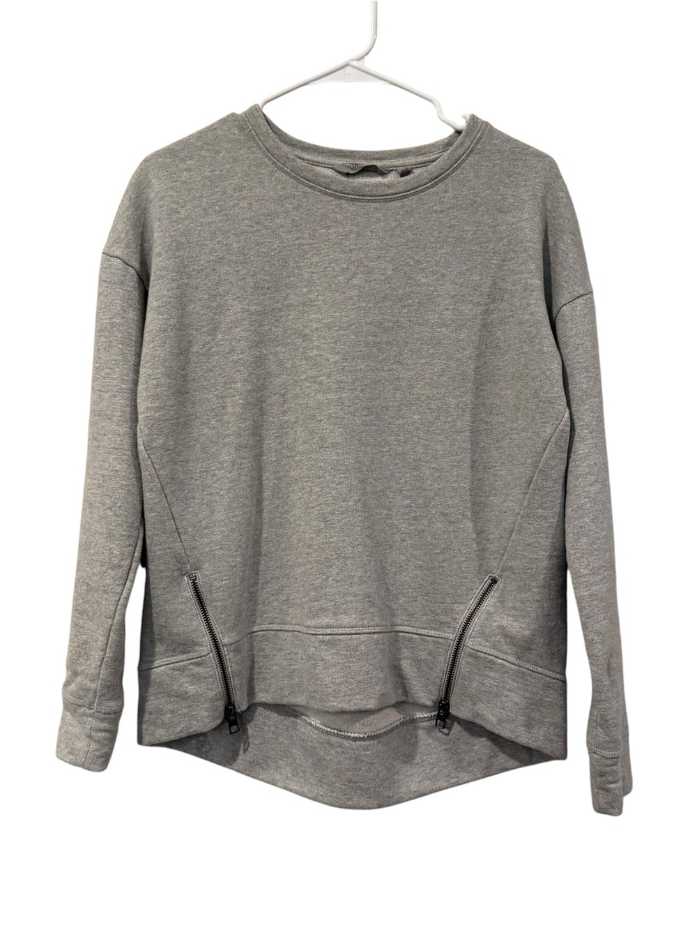 Athleta Gray Zip-Accent Crewneck Sweatshirt XXS